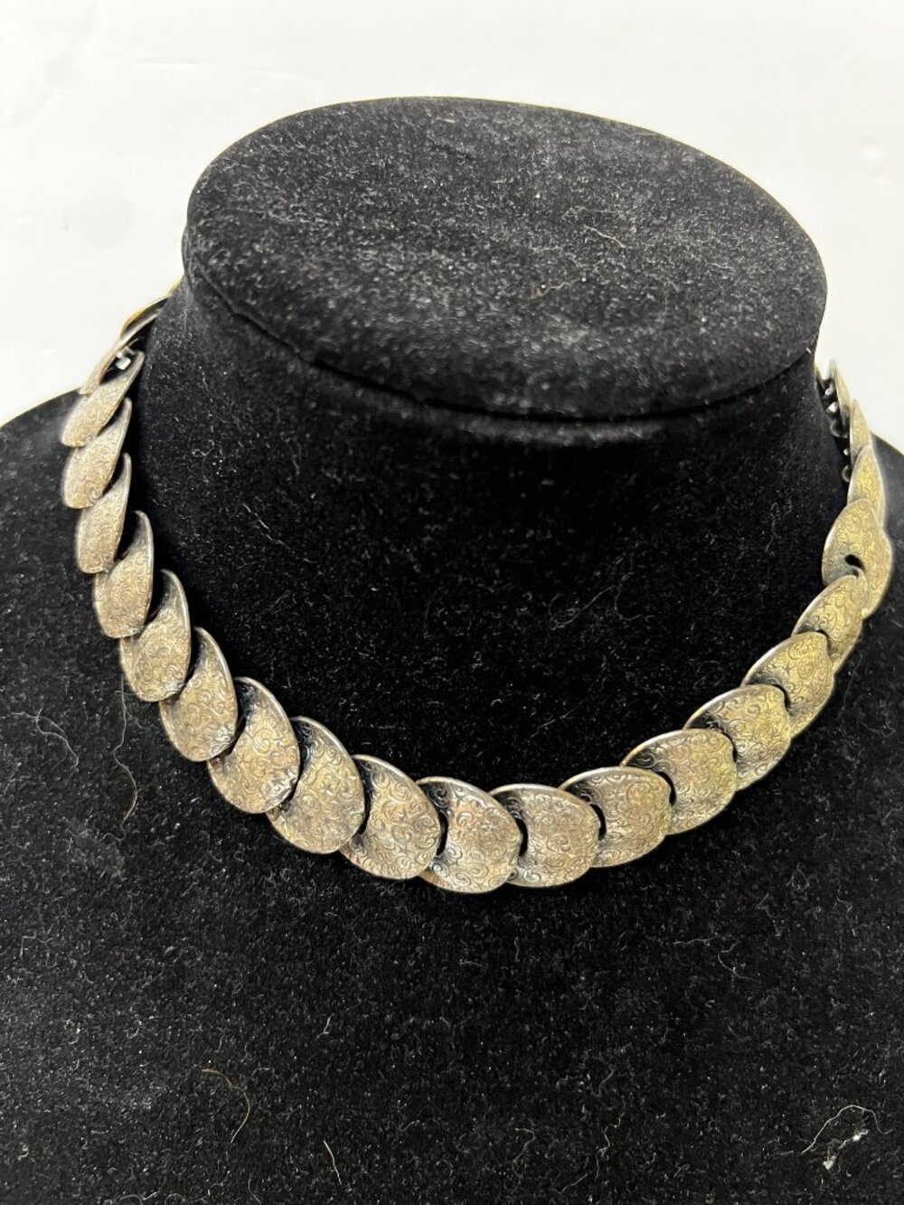 Napier Stars Scrolls Disc Necklace Silver Tone 15-17” Vintage 1950s Statement - Picture 2 of 13